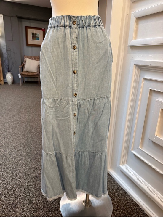 Billy T Dresses & Skirts - Billy T Light Blue Button-Front Tiered Maxi Skirt